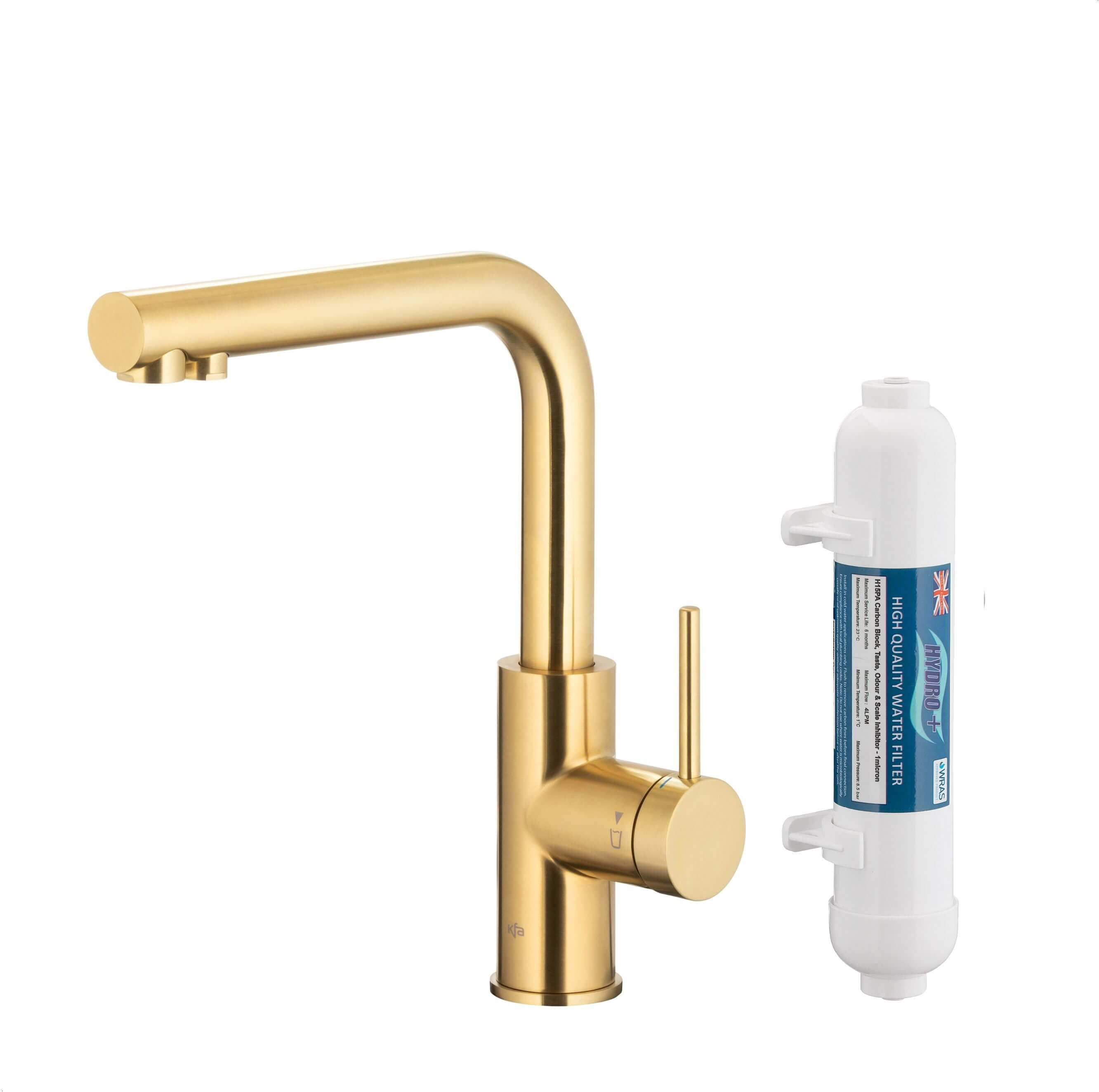 KFA Armatura Duero Pure Basic bateria kuchenna z filtrem stojąca złoty szczotkowany light PVD 6623-912-39