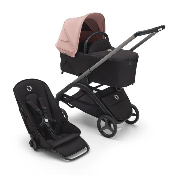 Bugaboo Dragonfly - wózek głęboko-spacerowy 2w1-Graphite-Morning Pink-Midnight Black