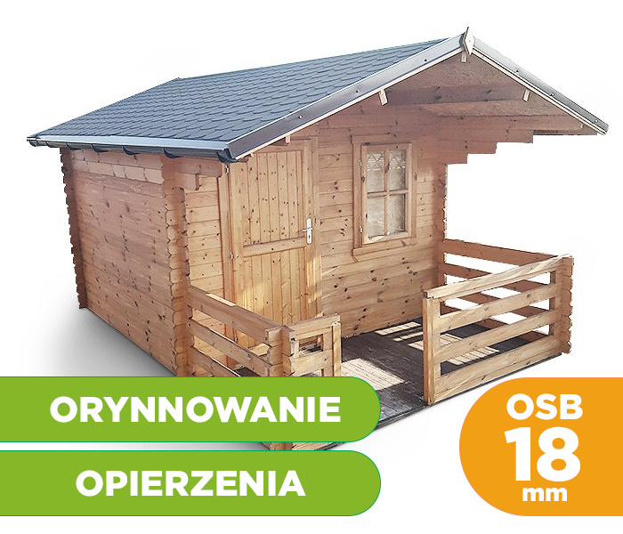 Domek Kanada 2 ogrodowy 300 x 300 cm 28mm + podłoga 18mm, taras + opierzenia i orynnowanie