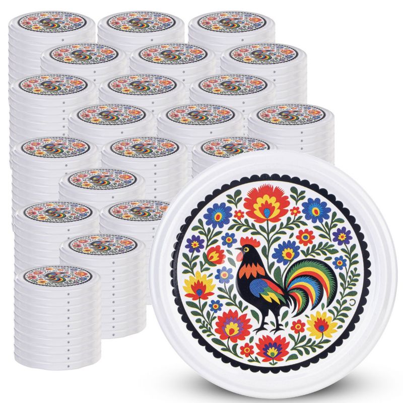 Wieczka KADAX metalowe do słoików fi 82mm Kogut Folklor 200 szt.