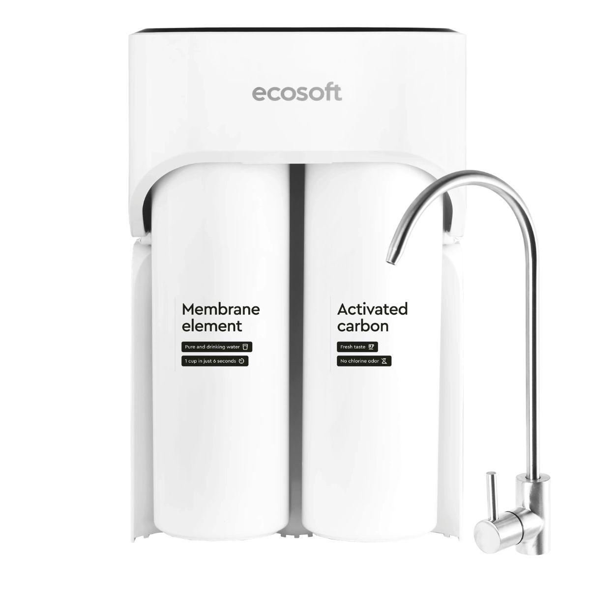 Filtr odwróconej osmozy Ecosoft CROSS MAX z kranem wody filtrowanej.