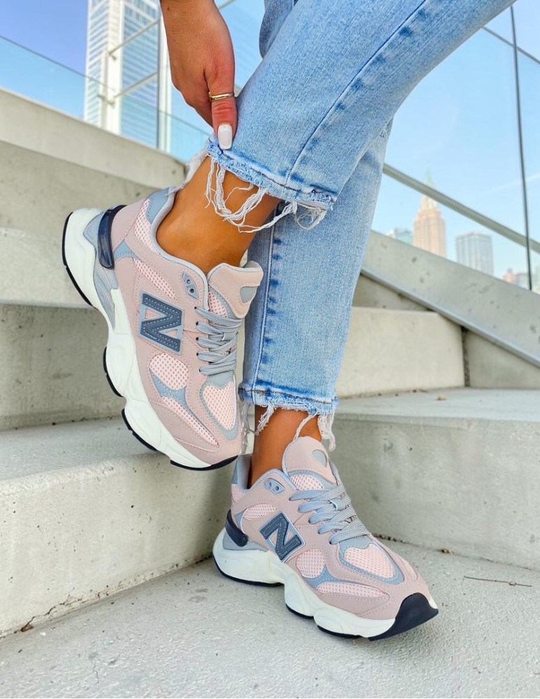Różowe Sneakersy Buty Sportowe Na Platformie New B 9060