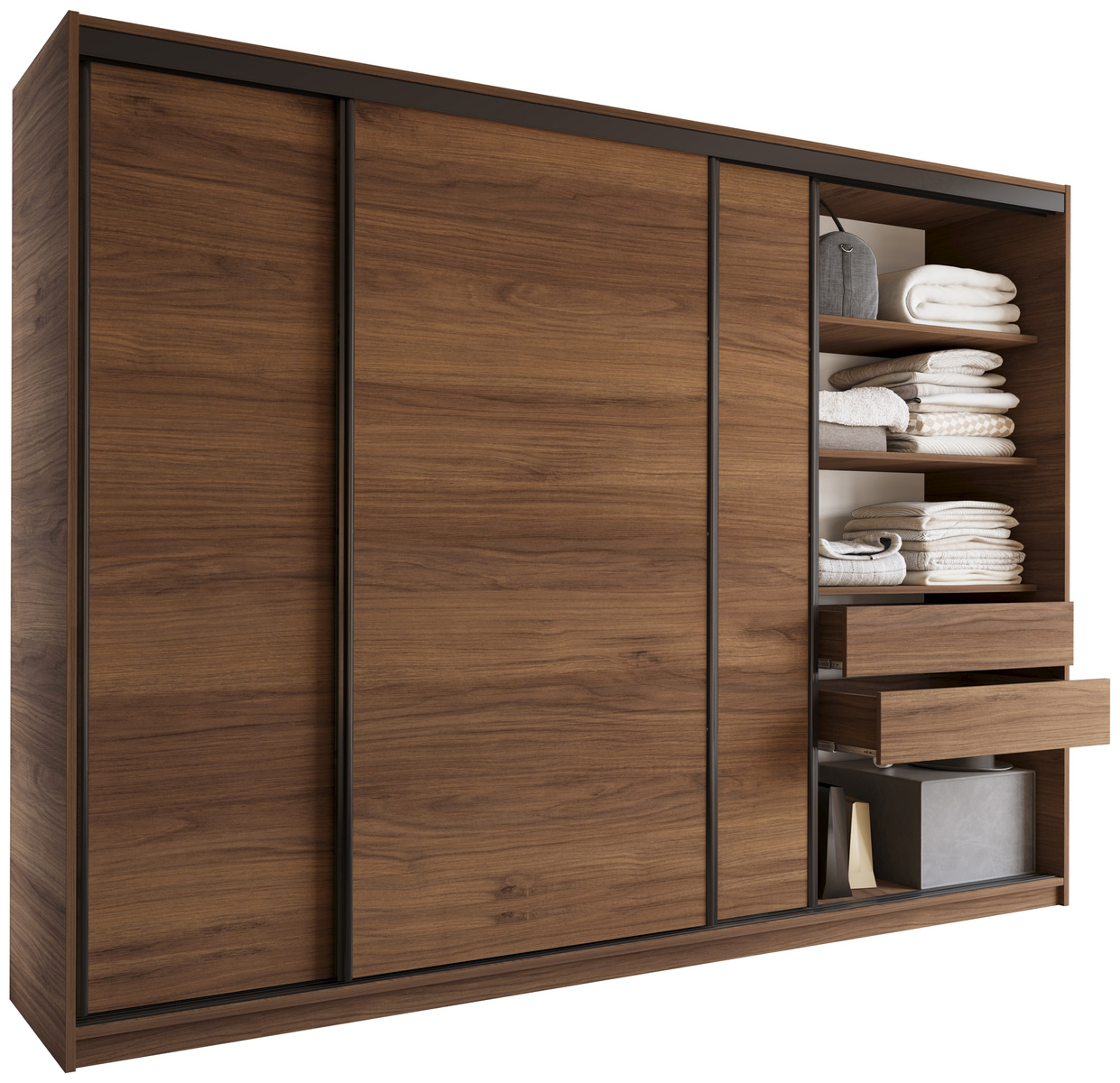 Szafa przesuwna 280 cm do sypialni LOFT orzech