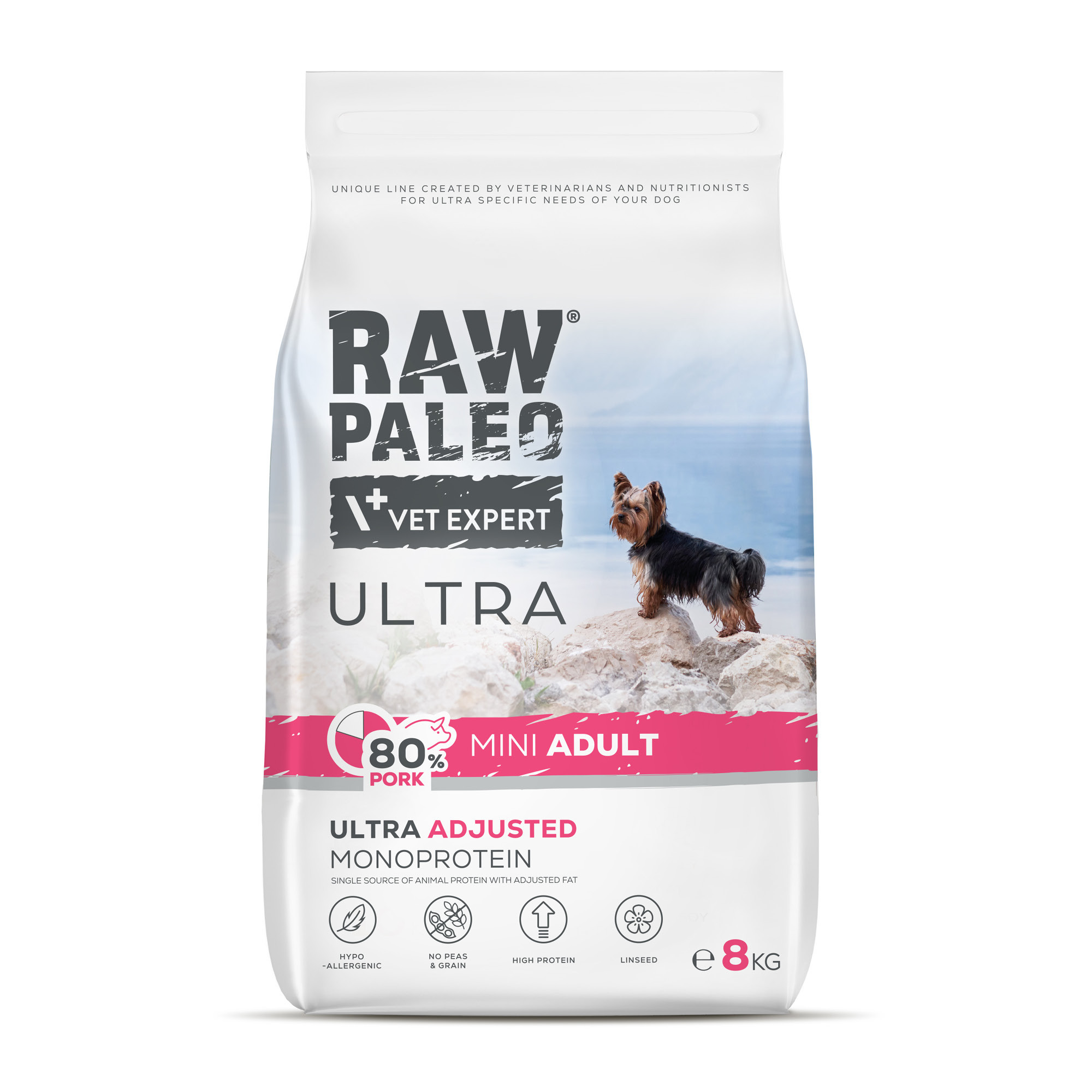 Pork Adult Mini | RAW PALEO Ultra | 8kg | Sucha karma z wieprzowiną dla małych psów dorosłych
