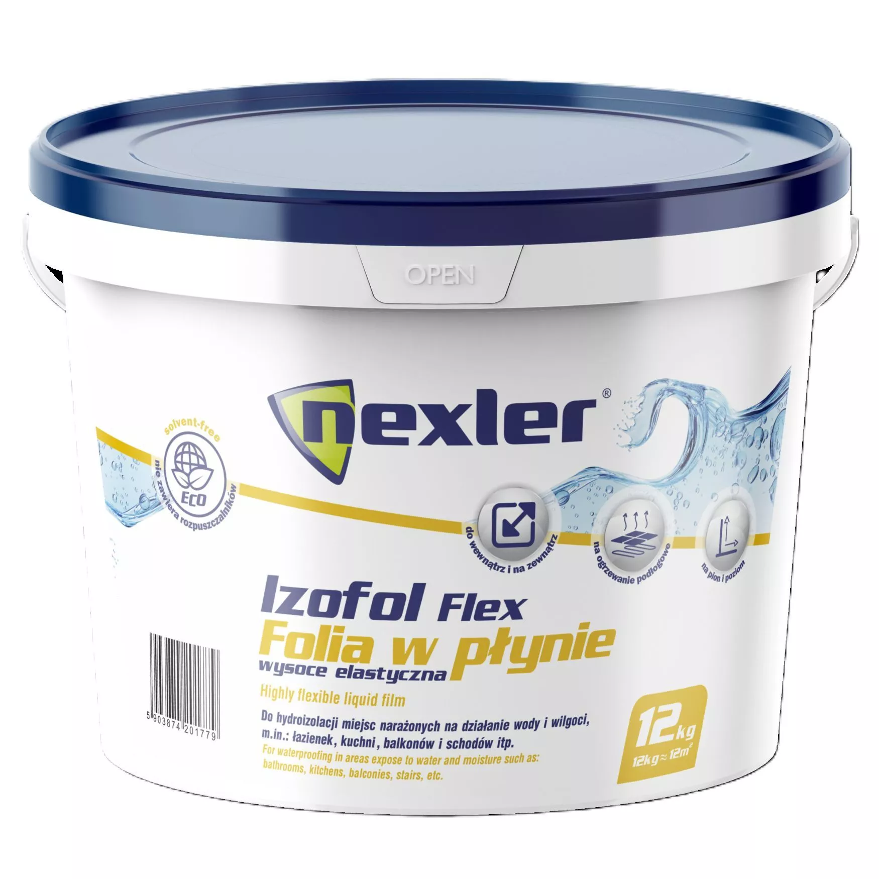 Folia w Płynie na Zewnątrz Uszczelniająca Izofol Flex 12 kg Hydroizolacja