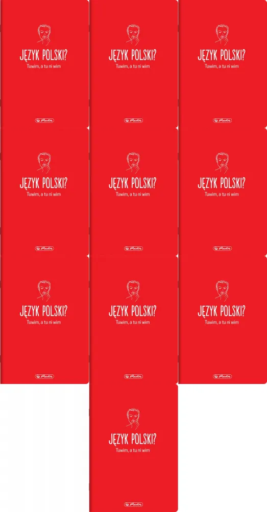 10x Zeszyt przedmiotowy w linie Herlitz J. Polski, A5, miękka oprawa, 60 kartek, czerwony