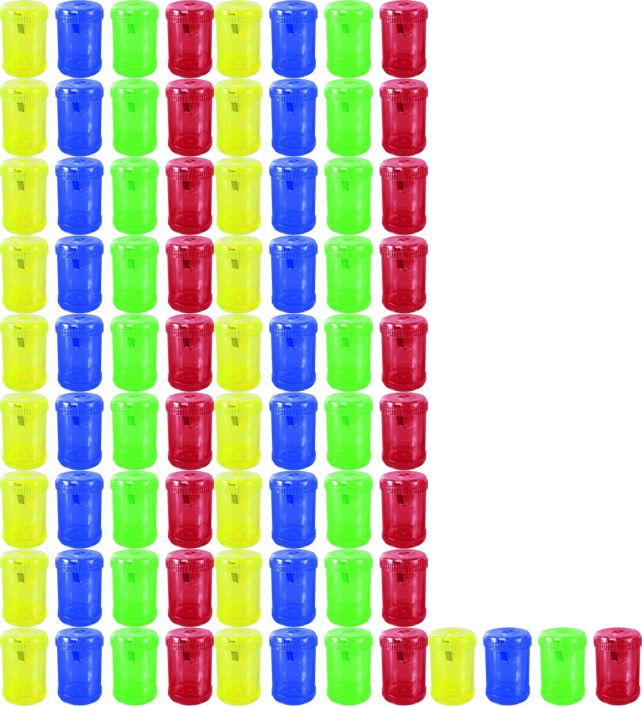 20x Temperówka z pojemnikiem Donau, plastik, 1 otwór, beczka, mix kolorów
