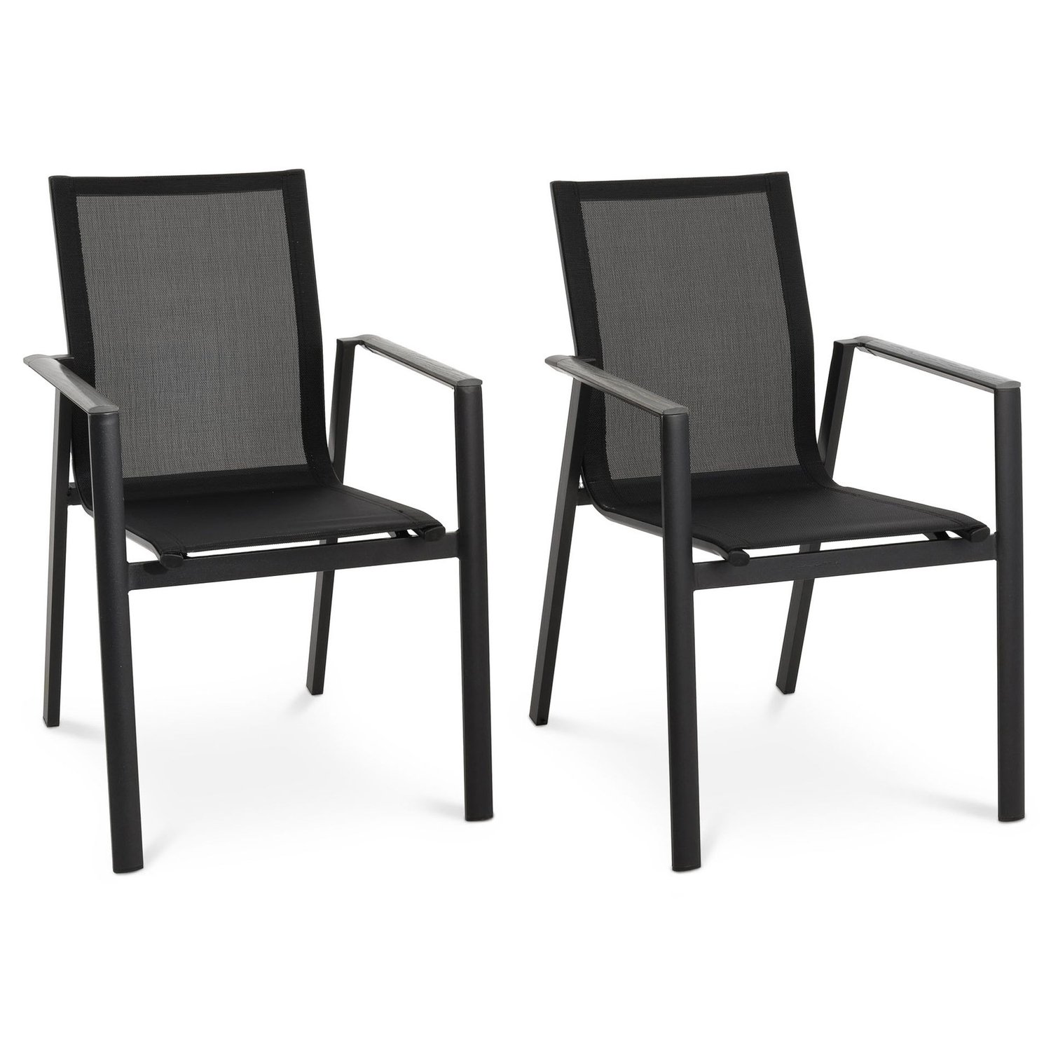 2er Set Gartenstühle Buti - Schwarz/Grau