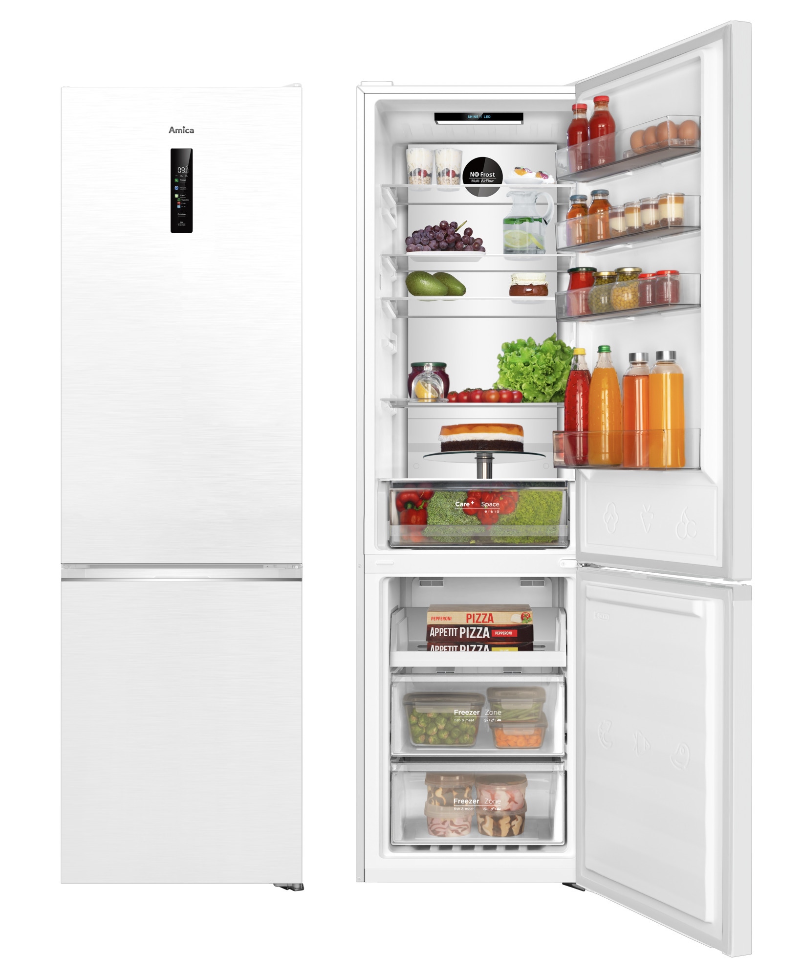 Lodówka Amica FK3706D.2DFWiC Biały Inox Total NoFrost