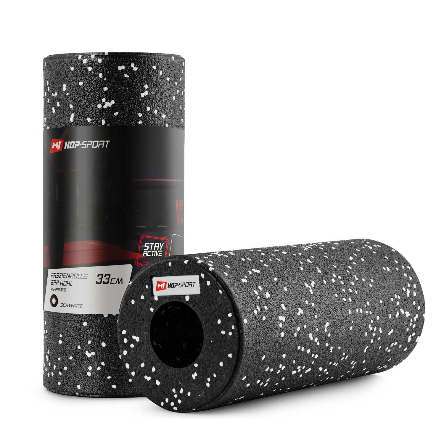 Wałek roller do masażu EPP pusty 33cm czarno-biały
