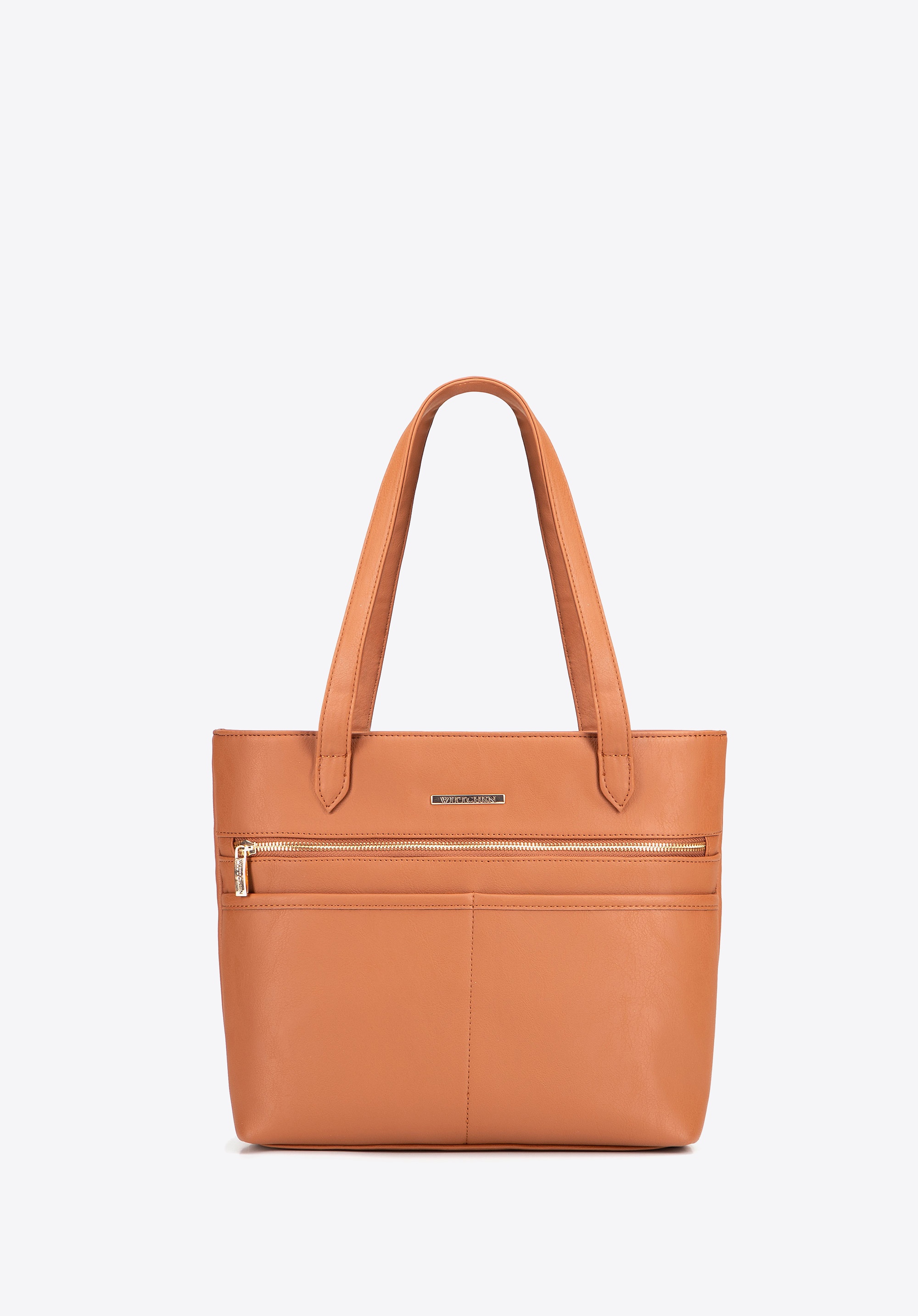 Elegancka damska shopperka miejska jasny brąz
