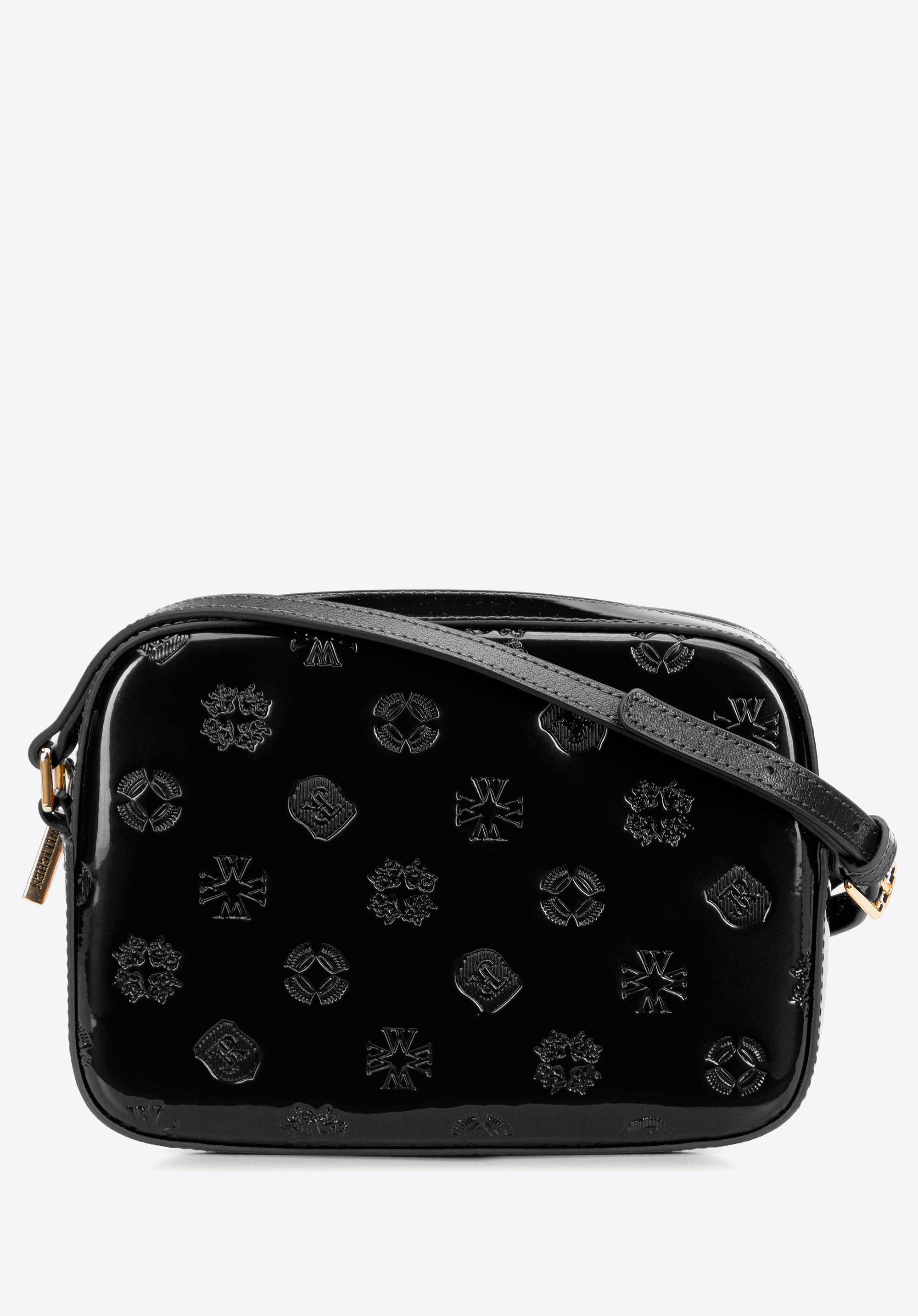 Damska crossbody ze skóry lakierowanej czarna