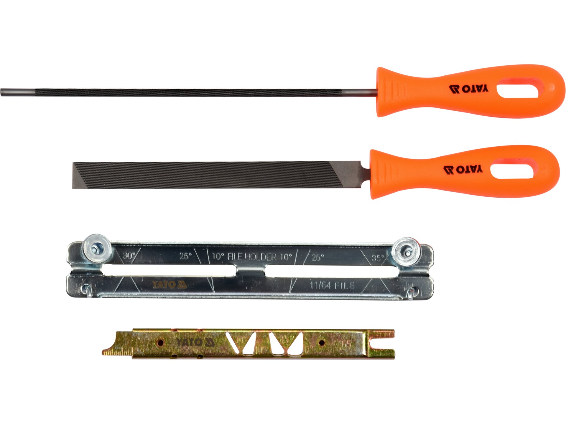 Zestaw do ostrzenia łańcucha YATO 4.5mm pilnik płaski okrągły 4el YT-85041