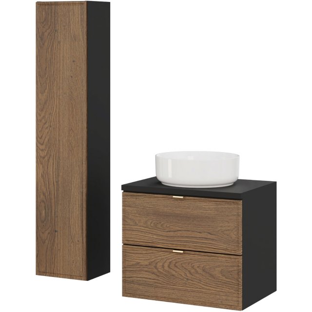 COMAD Zestaw mebli TALIA CASELLA szafka z blatem BLACK 60 cm, umywalk