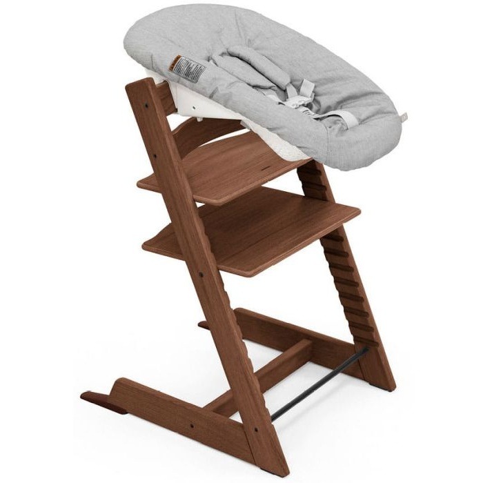 Stokke Tripp Trapp + Newborn Set - rosnące krzesełko do karmienia z zestawem dla noworodka-Oak Warm Brown-Grey