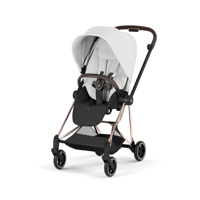 Cybex Mios 5.0 Style - wózek spacerowy-Off White-Rosegold (with brown leather)