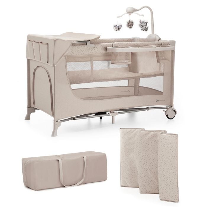 Kinderkraft Joy 2 z akcesoriami - łóżeczko turystyczne 3w1-Beige