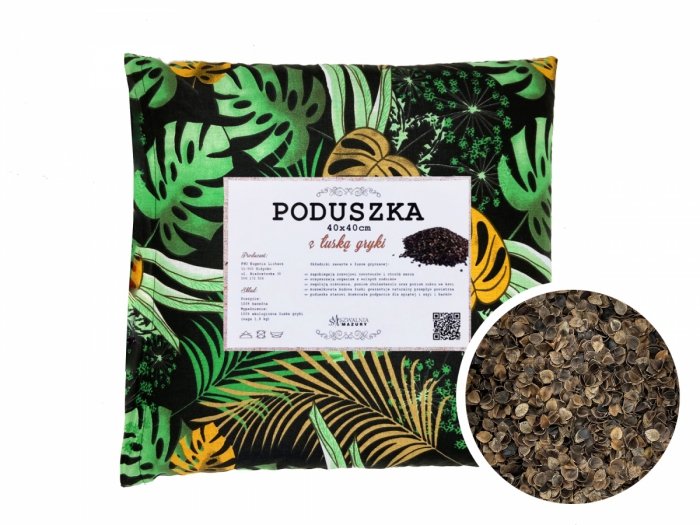 Poduszka z łuską gryki 40x40 wz. 6 tropikalny zielony