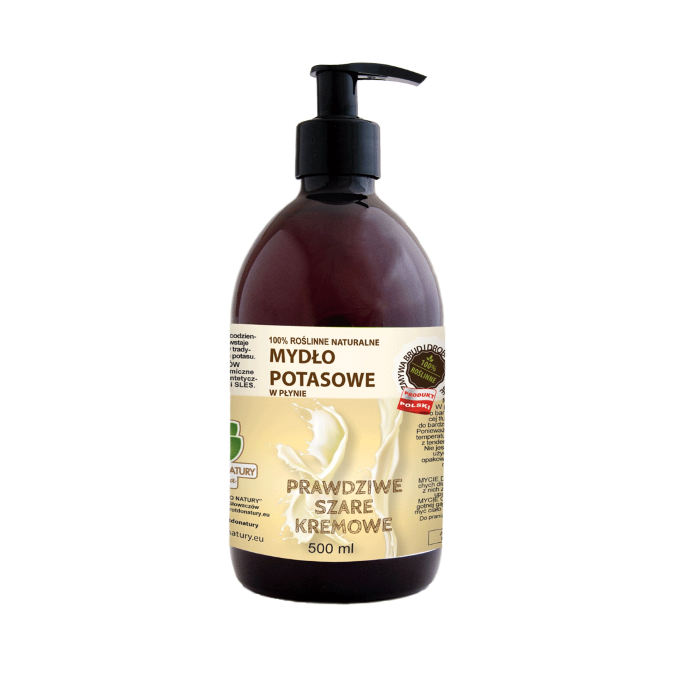 Naturalne mydło potasowe w płynie, PRAWDZIWE SZARE KREMOWE, 500 ml, Powrót do Natury