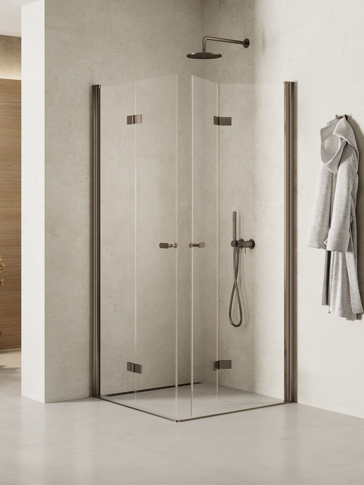 Darmowa Dostawa - Kabina prysznicowa 90x80 cm prostokątna grafitowy szczotkowany/szkło przezroczyste New Trendy New Soleo Gunmetal Brushed K2247