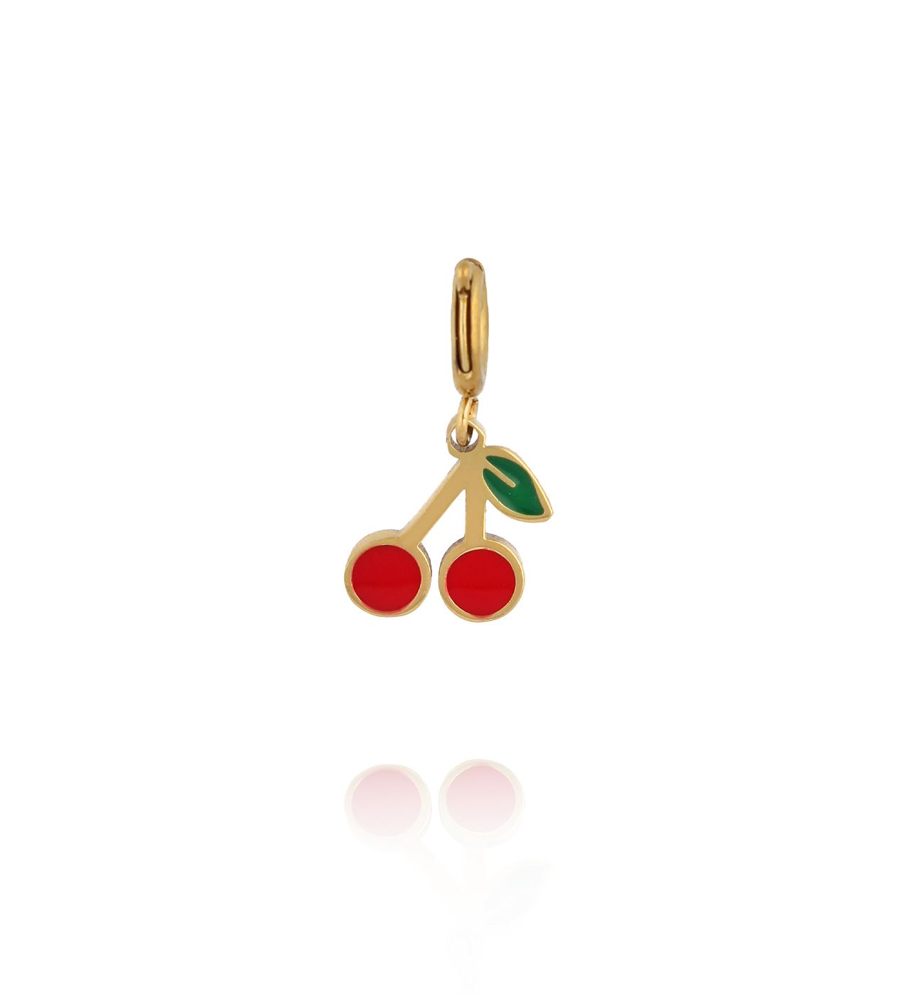Charms wisienki z czerwoną i zieloną emalią CHA0256