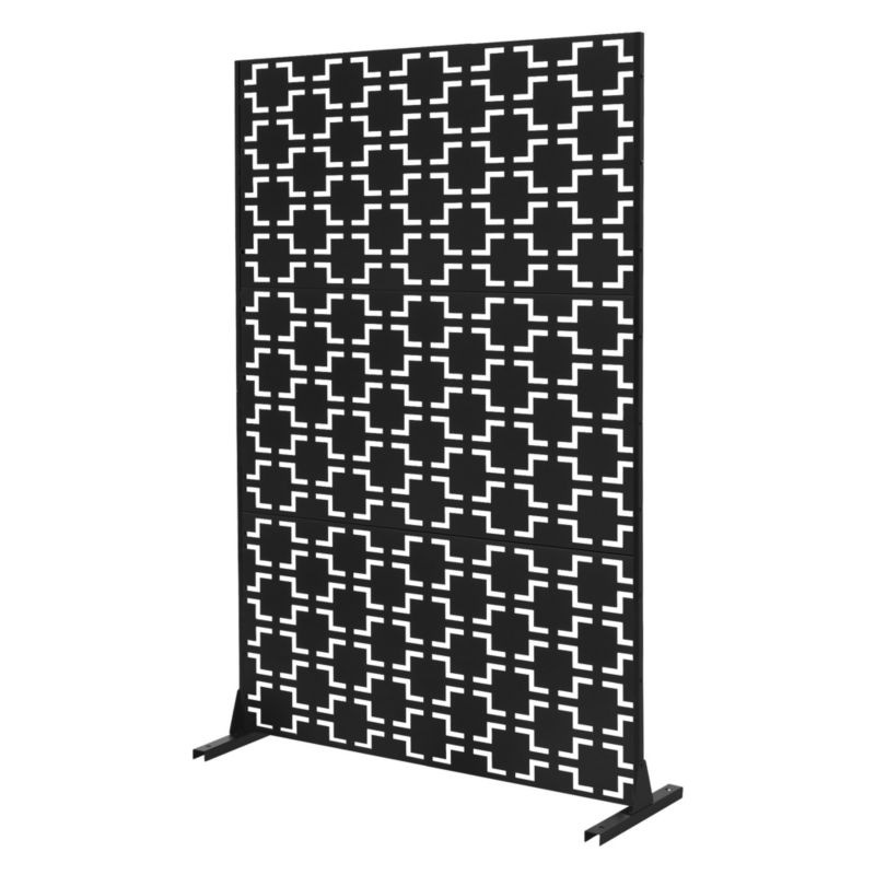 Parawan metalowy ML-Design Milano 120 x 180 cm parawan metalowy wolnostojący 3 panele dekoracyjny stalowy na taras balkon 1 szt