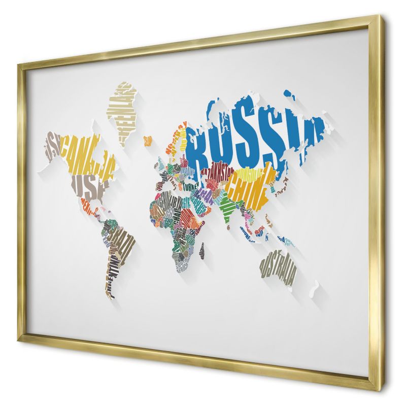 Tablica magnetyczna do salonu Wallfluent 70x50 Mapa kolorowa w złotej ramie 1szt