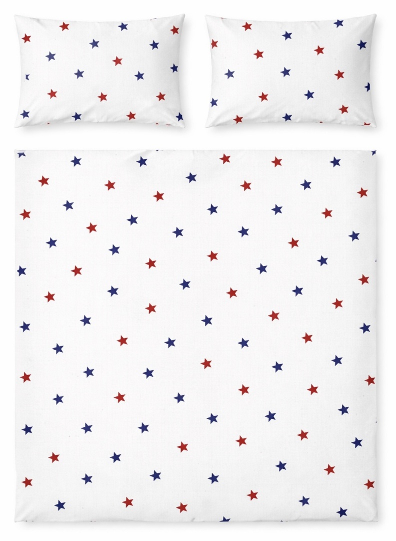 Pościel 160x220 + 2 poszewki| 100% bawełna | czerwone granatowe gwiazdki