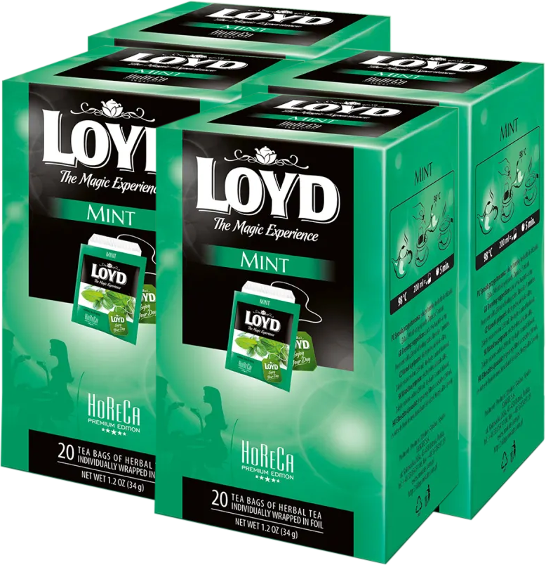 4x Herbata ziołowa w kopertach Loyd Mint Horeca, 20 sztuk x 1.7g