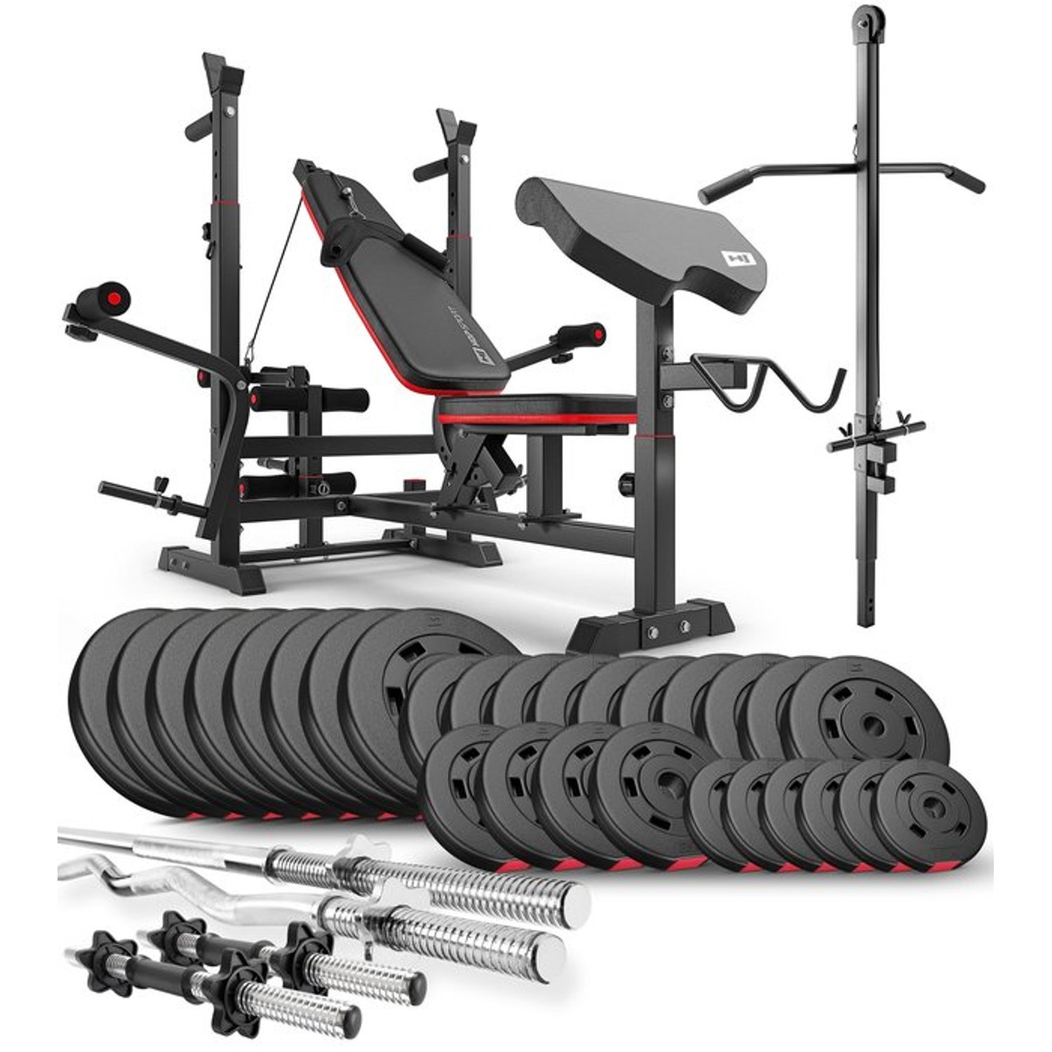 Kunststoff Hantelset 165 kg mit Hantelbank HS-1075