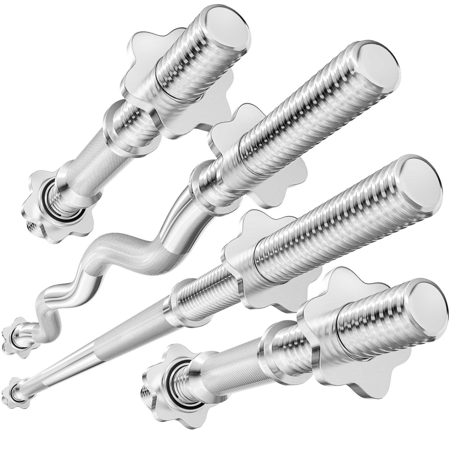 Ensemble de barres de musculation: barre droite, barre curl EZ et barres d'haltères courtes