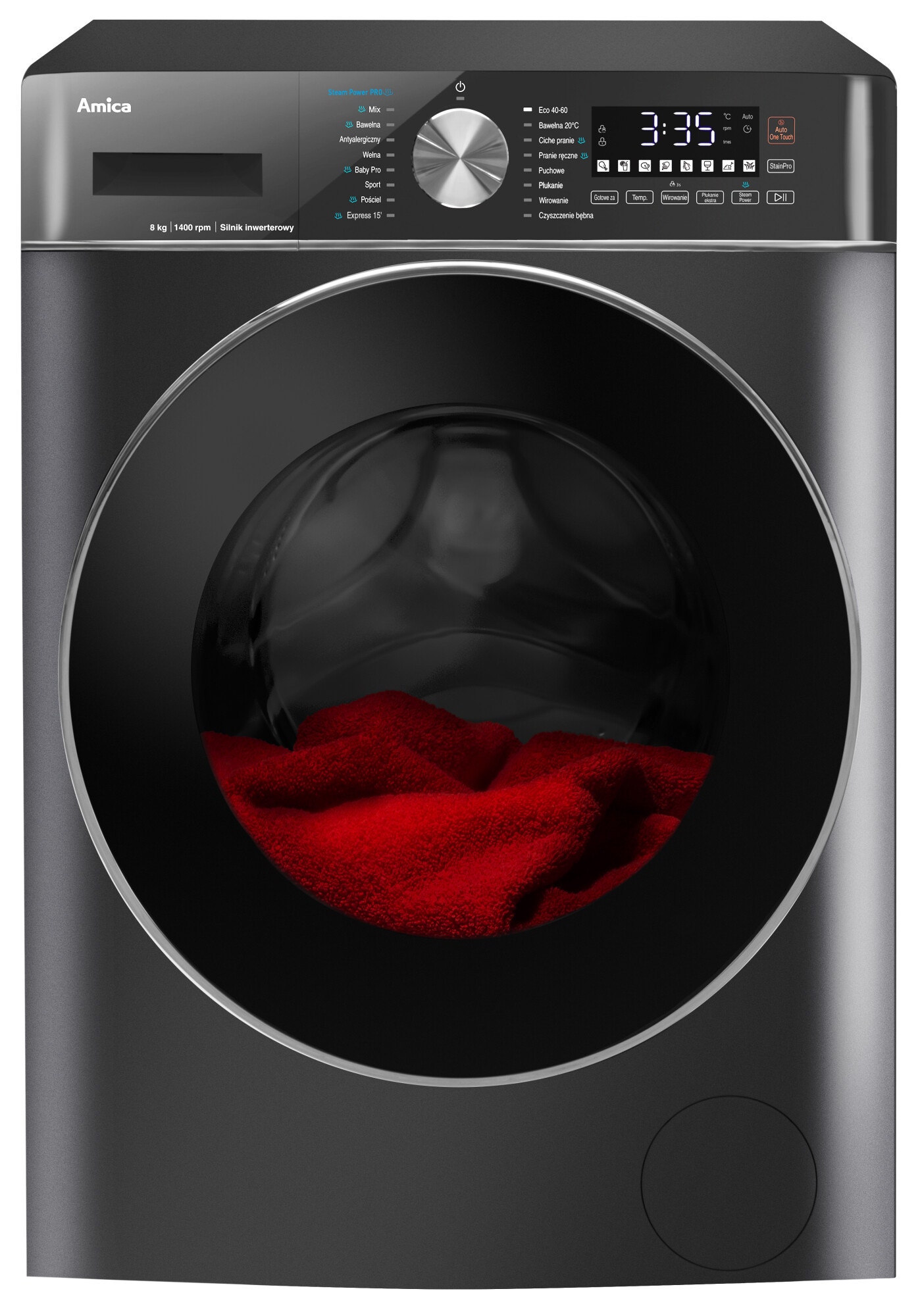 Pralka Amica WA5S814ADiSOzGEU Slim Ciemny szary 8 kg 1400 RPM LogicDrive 3.0