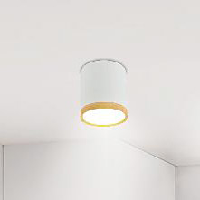 Candellux Tuba lampa podsufitowa 1x5W biały/drewno 2273624