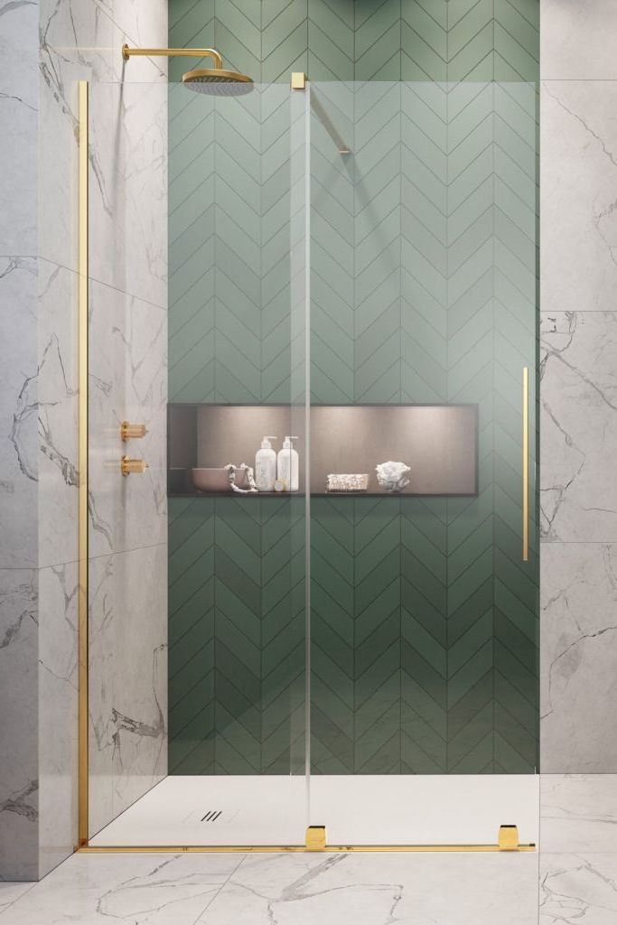 Radaway Furo Gold Walk-In drzwi prysznicowe 63,8 cm lewe złoty połysk/szkło przezroczyste 10106638-09-01L