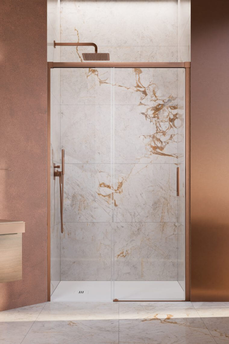 Radaway Idea 8 Brushed Copper DWJ drzwi prysznicowe 67 cm rozsuwane miedź szczotkowana/szkło przezroczyste 10330670-93-01R