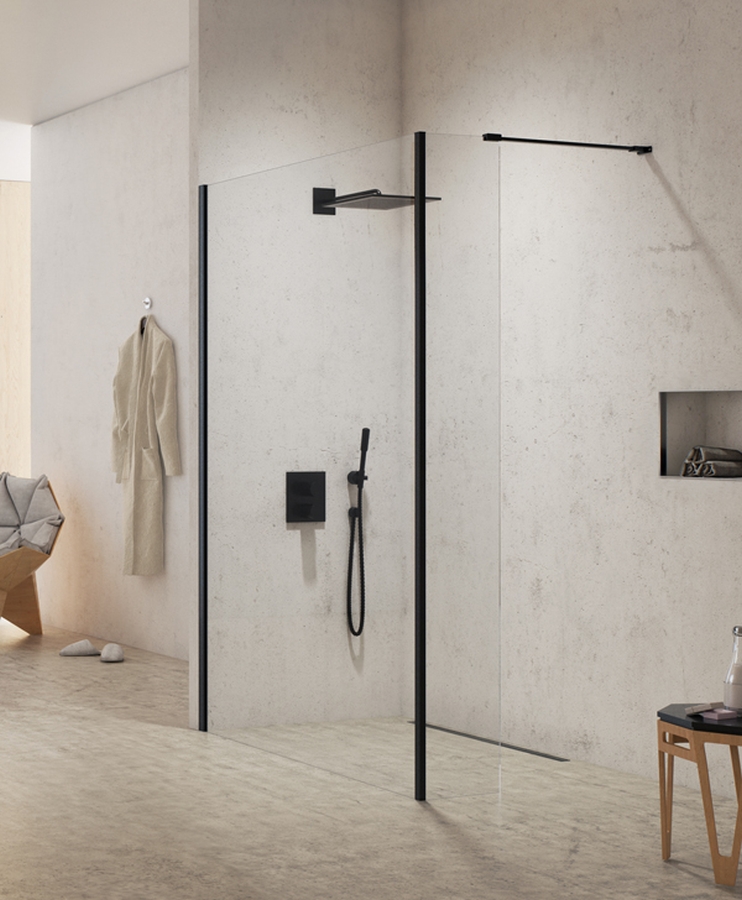 New Trendy New Modus Black ścianka prysznicowa walk-in 100 cm czarny mat/szkło przezroczyste EXK-0066 - Wysyłka w 24h