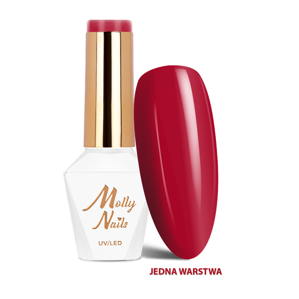 Lakier hybrydowy LED/UV Gel Polish Molly Nails Glamour Women Nr 8 Red Carpet Hema/di-Hema free 8g