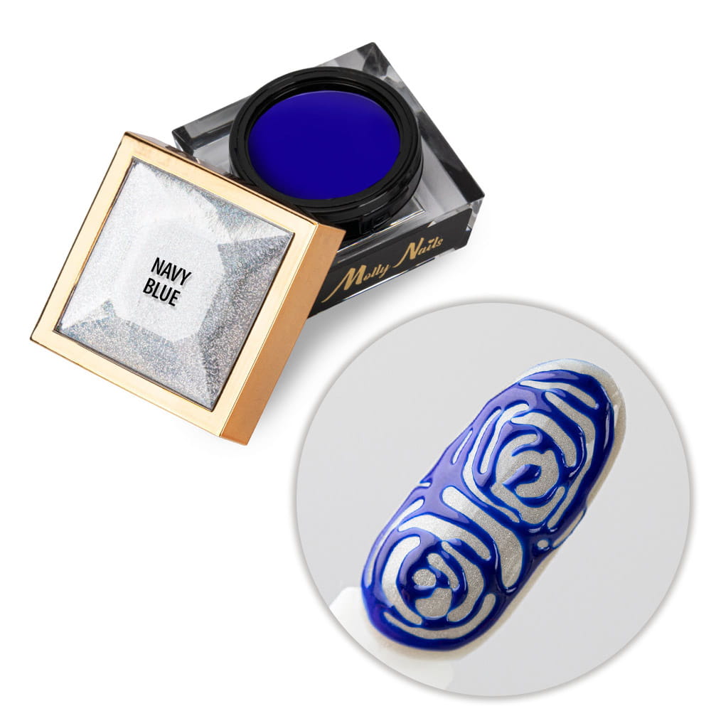 Creative Flow Color Gel - kreatywny NailArt żel do efektu topniejących, miękkich wzorów Molly Nails Navy Blue HEMA/Di-HEMA free 5 g