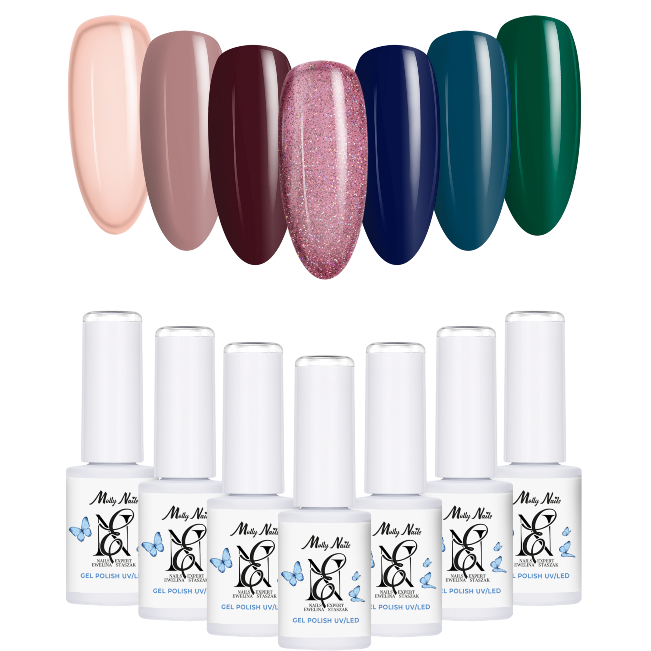 7x Lakier Hybrydowy MOLLYNAILS 7g Talizman2 ZESTAW 7w1