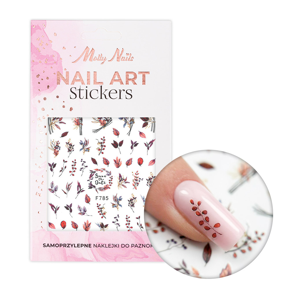 Naklejki do paznokci samoprzylepne liście F785 Molly Nails