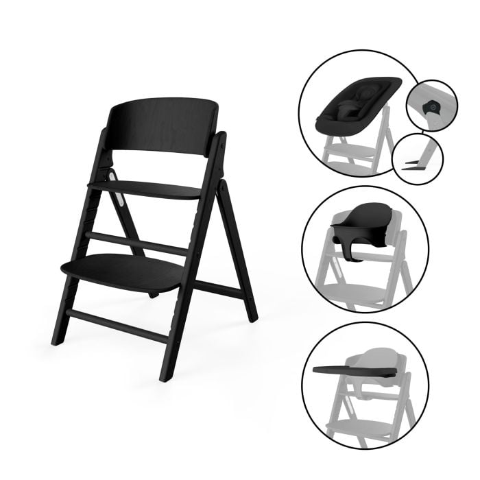 Cybex Click & Fold 4w1 - krzesełko z bujaczkiem, zestawem Baby Set i tacką-Stunning Black