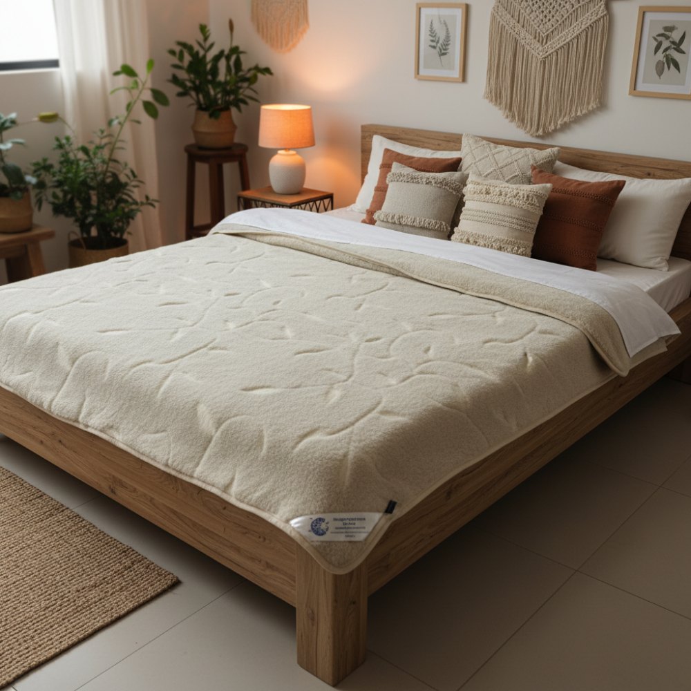 kołdra wełniana camel jasny benjamin Woolmark 200x200