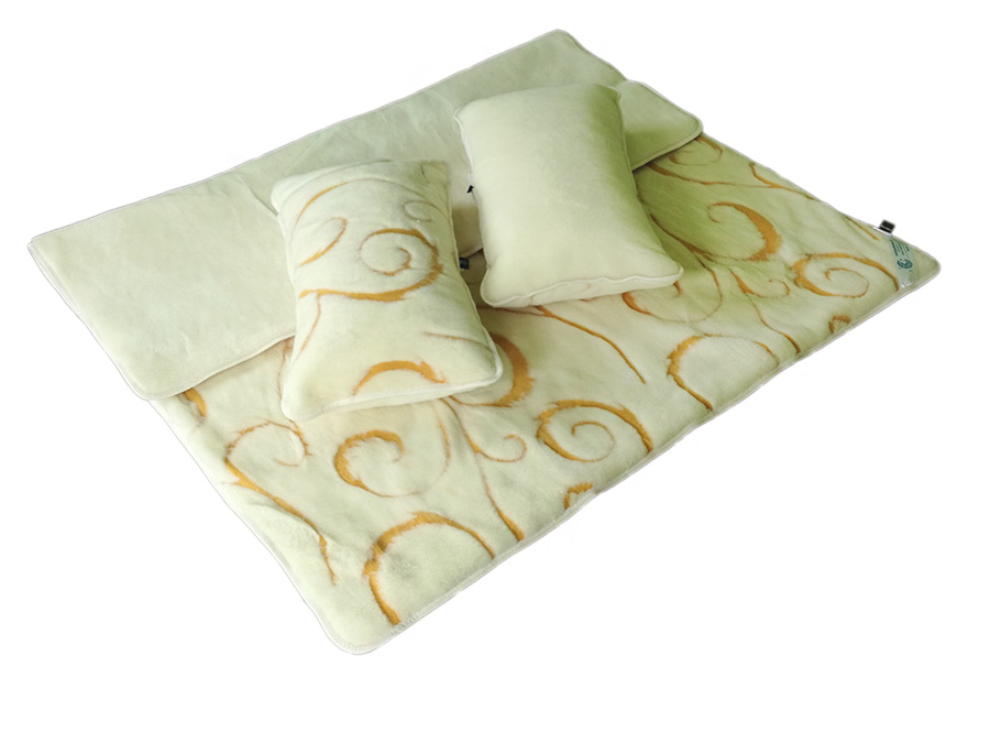Pościel wełniana kaszmir orange/kaszmir gładki (kołdra 180x200, 2x poduszka 45x75) (+-5cm)