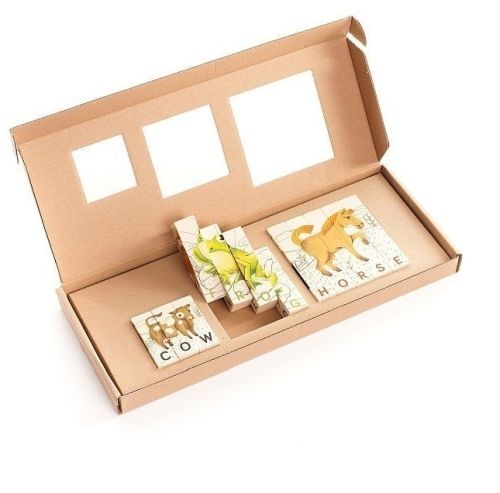Bajo drewniane puzzle zwierzęta w j. angielskim