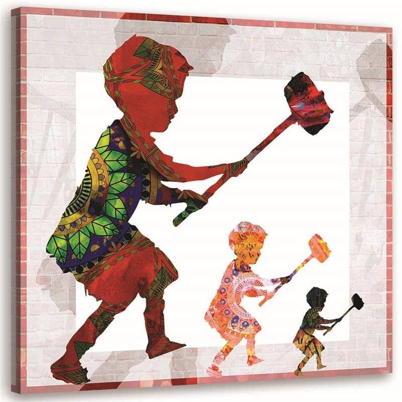 Obraz na płótnie Feeby Banksy Chłopiec z młotem 60x60cm 1szt
