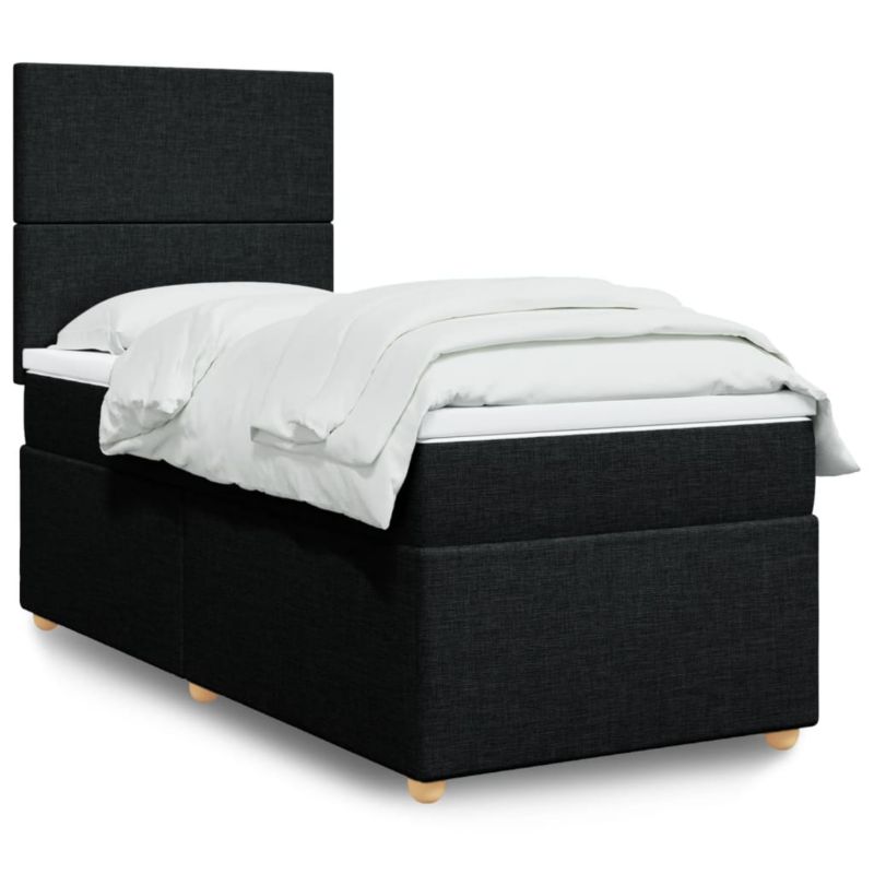 Łóżko z materacem WaszeMeble 100x200 cm Czarny tkanina WM-3291186 1 szt.