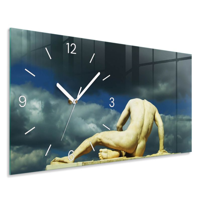 Zegar ArtPrintCave 60x30 Szkło hartowane Posąg dramatyczny Do salonu, do biura białe wskazówki 1 szt.
