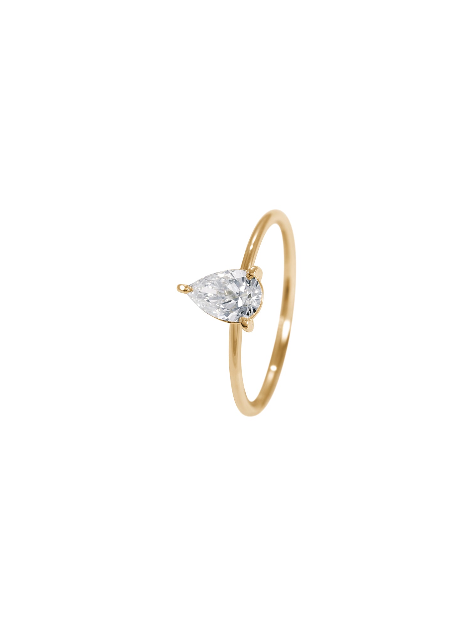 Tear Diamond Ring - pierścionek z diamentem w szlifie gruszkowym, 0.41