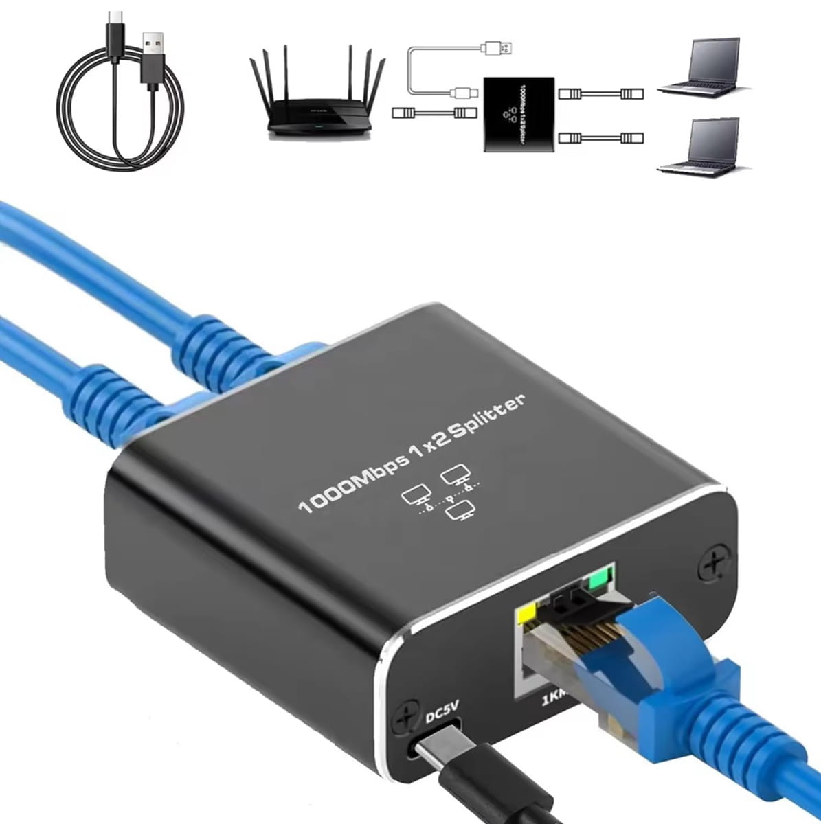 Rozdzielacz sieciowy 2xRJ45 HD43 switch - Henryx24