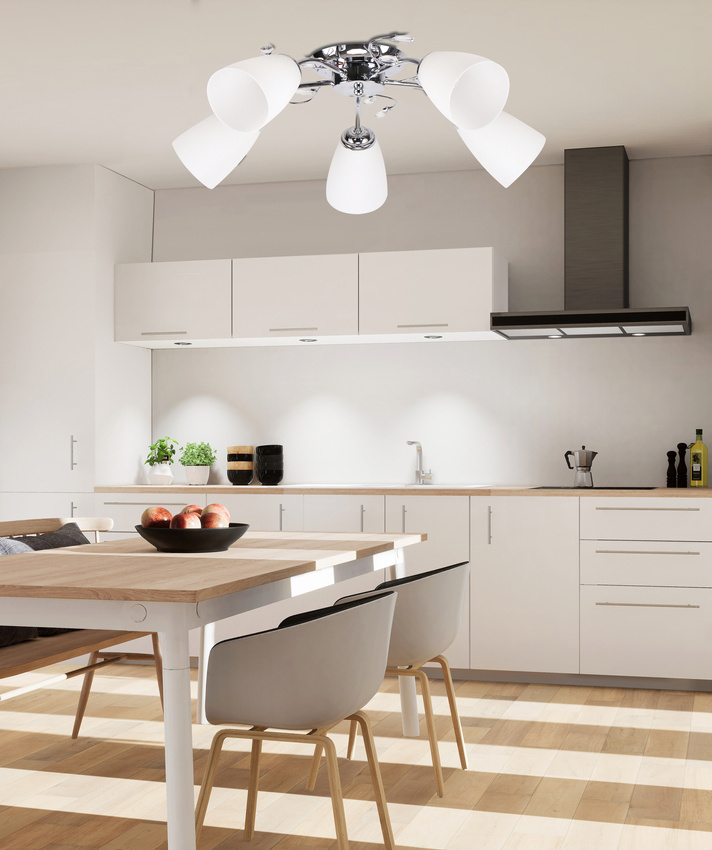 Srebrna lampa wisząca sufitowa 5xE14 do salonu URSELLA metal szkło